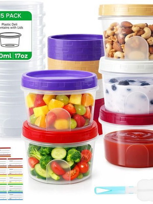 Food storage containers 500 ml with screw lids, pack of 15