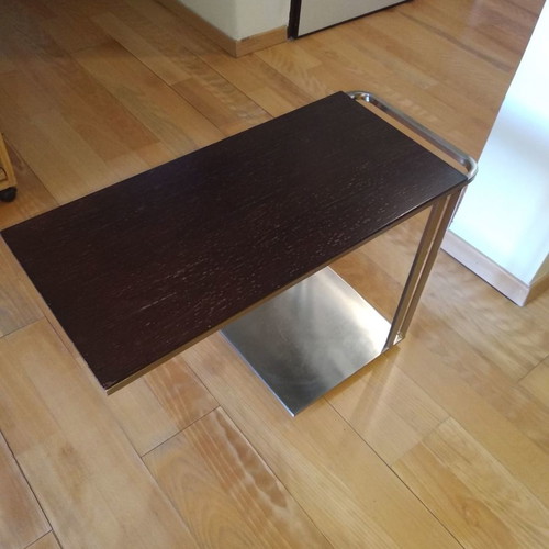 Tavolino 5 side table used, stainless steel and Wenge wood