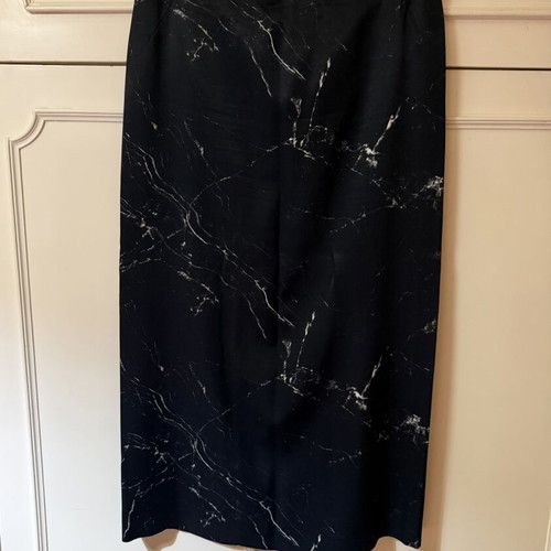 Zara midi satin skirt with marble print, like new, black, size L