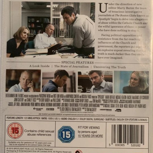 Spotlight DVD, action adventure social drama thriller
