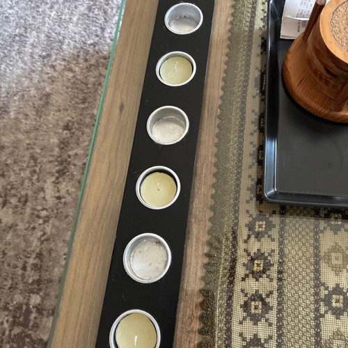 Black Wooden Table Candlestick used with 7 Candle Holders and 4 Tealights