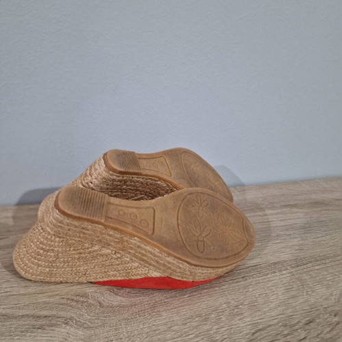 Gaimo red leather and suede wedge espadrilles sandals size 38 used
