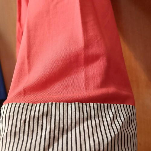 Spring jacket used, coral with striped sleeve details, size L