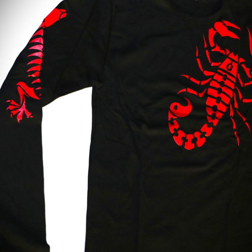 Work T-Shirt Scorpio long sleeve vintage size M black red cotton