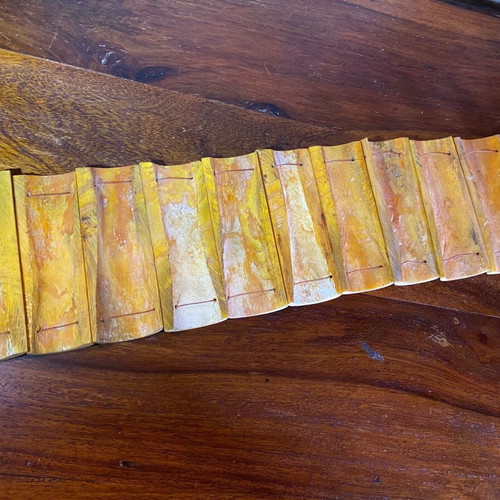 Vintage Asian folding bone carving with erotic scenes in natural ox bone