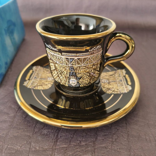 Collectible Coffee Cup Set "Corinth Canal" by D. Strigos, 24K Gold