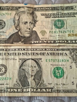 American dollars used 20 dollars 20017A and 1 dollar 2013