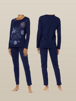 Triumph spring pajamas set like new, dark blue floral design
