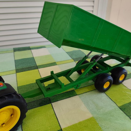 Tractor and tipping trailer toy by ELC, like new, green and yellow