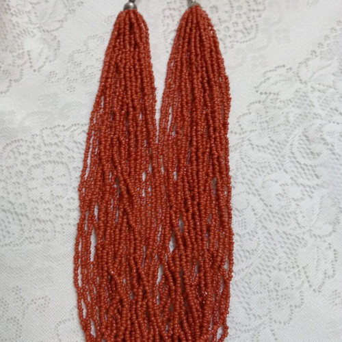 Multistrand necklace vintage '80, new, red and silver beads