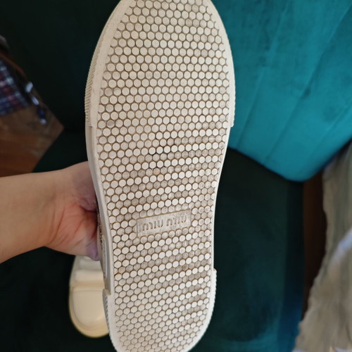 Miu Miu Glitter Stripe Leather Sneakers like new, size 36, white