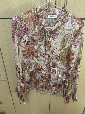 Pink Woman shirt blouse size L like new, floral paisley pattern
