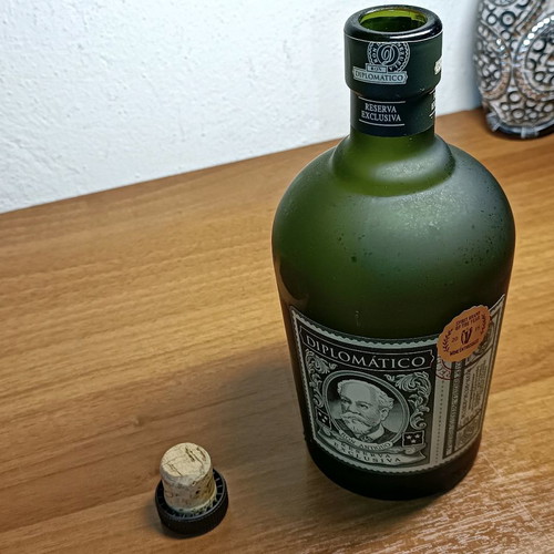 Diplomático Reserva Exclusiva Rum bottle used, empty 70cl