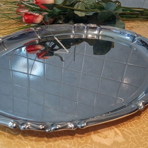 Silver-plated tray with designs like new