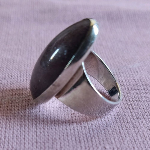 Handmade silver ring 950 with natural lepidolite stone like new