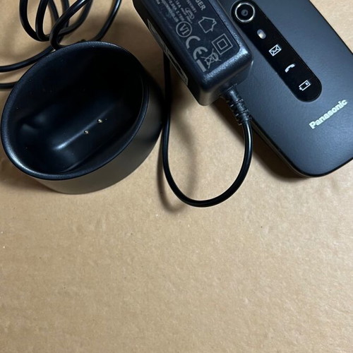 Panasonic KX-TU466 EXBE Black used clamshell phone with SOS button