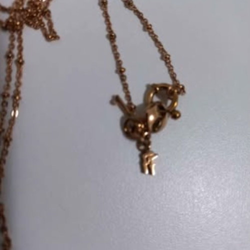 Folli Follie key necklace with long chain and authentic zircon