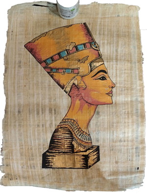 Egyptian painting on papyrus Nefertiti like new