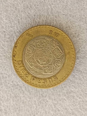 Mexico 10 Pesos Coin 2018 used, bimetallic