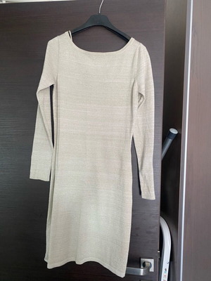 Gold lurex dress used with open back and tie detail