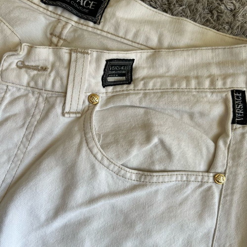 Versace jeans beige cotton-linen pants like new with Medusa detail