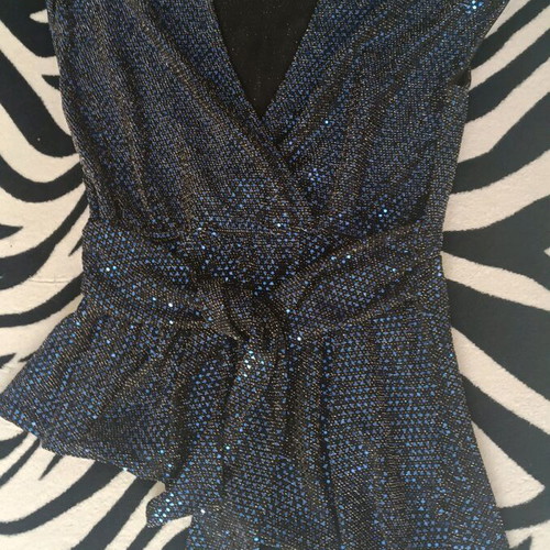 New Look shiny evening blouse like new, black and blue
