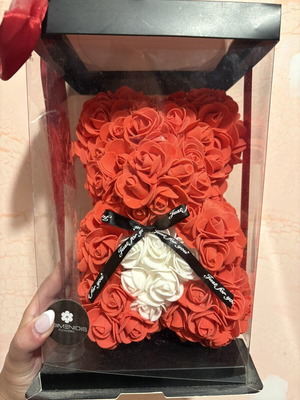 Bear with red roses, gift suitable