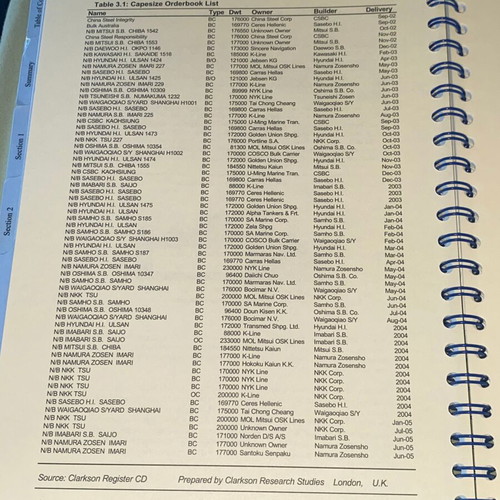 Capesize Bulkers Sector Report by Clarkson Research Studies 2002 like new
