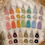 Macrame keychains handmade, flower shape