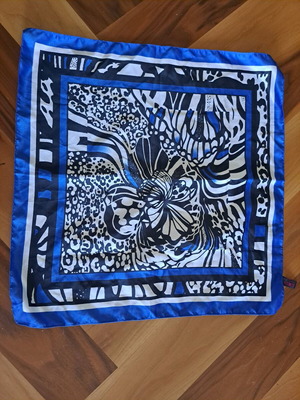 Scarf used printed, blue white black colors Achilleas Accessories