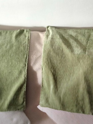 Cushion covers set of three, like new, blue and green shades