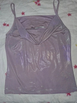 Lilac Metallic Top with Draped Neckline size S-M like new