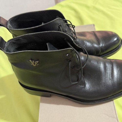 Versace men's black leather boots, size 44