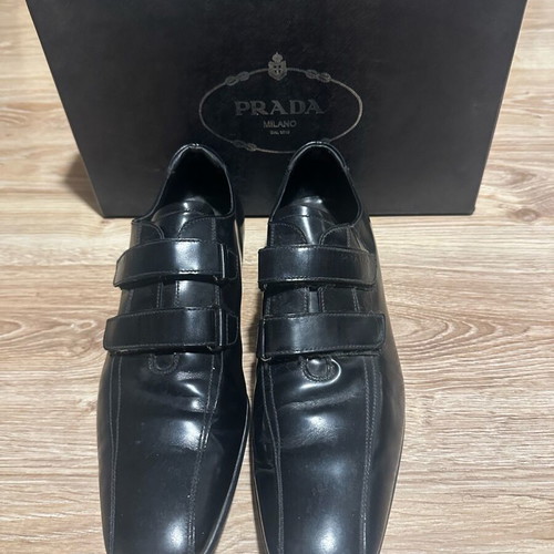 Prada leather men's shoes with adjustable Velcro straps like new