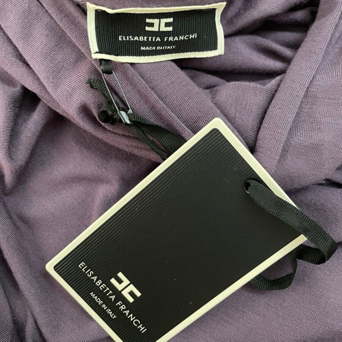 Elisabetta Franchi Asymmetric Jersey Dress with Drapes new, plum color