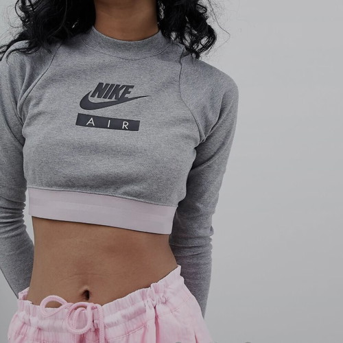 Nike cropped long-sleeve shirt XL like new, gray pink