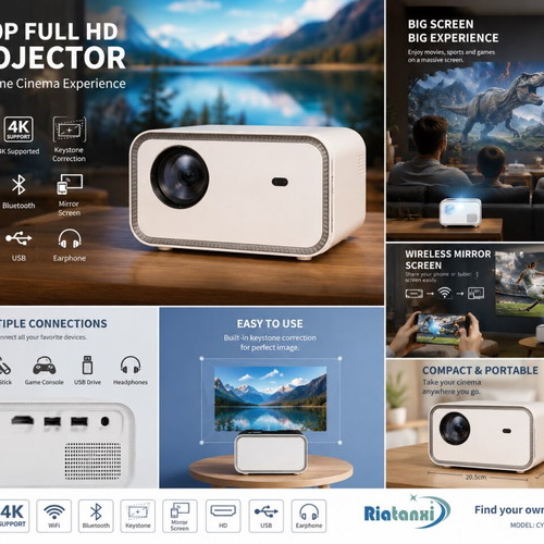Ritanxi CY900 Full HD 1080P Projector with 4K Support and WiFi Bluetooth
