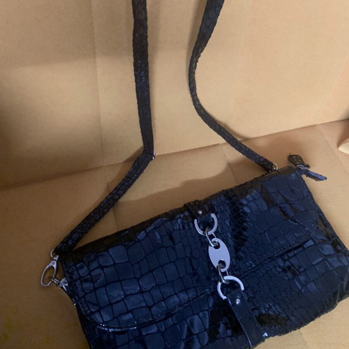 Black Croco Envelope Bag crossbody like new, patent leather