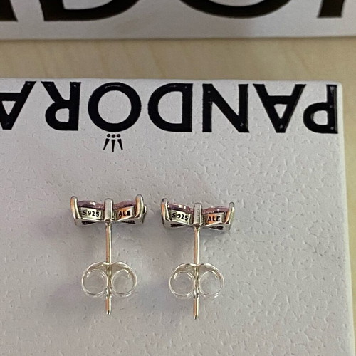 Pandora silver necklace and earrings set with pink bow new