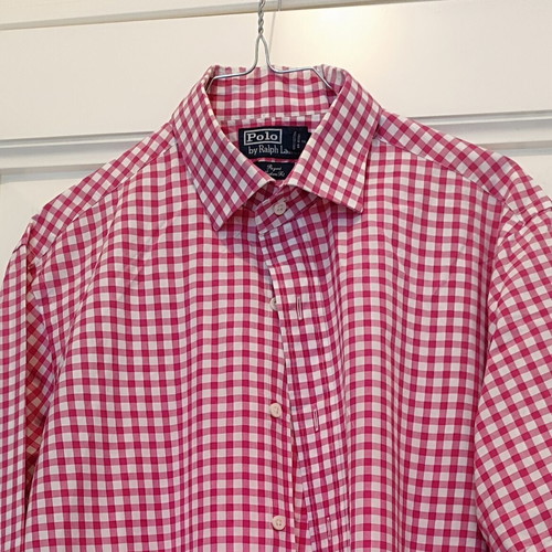 Polo Shirt by Ralph Lauren Regent Custom Fit L, like new, gingham red and white