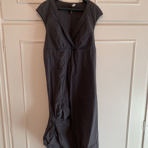 Manila Grace maxi cotton dress, grey anthracite, Limited Edition