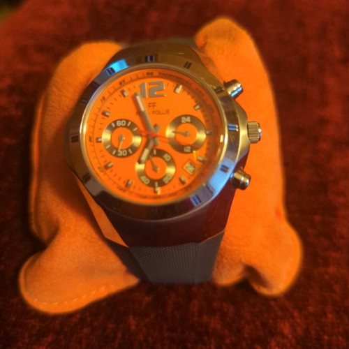 Folli Follie watch used with chronographs and orange dial