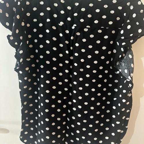 Enjoy black polka dot blouse with ruffle sleeves