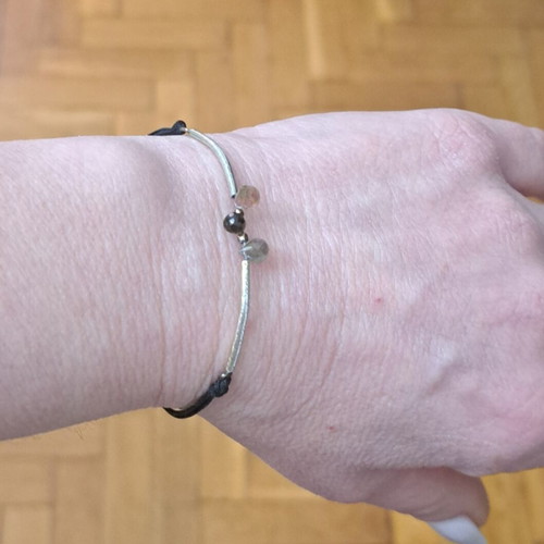Bracelet with tourmaline, black agate, smoky quartz and silver like new