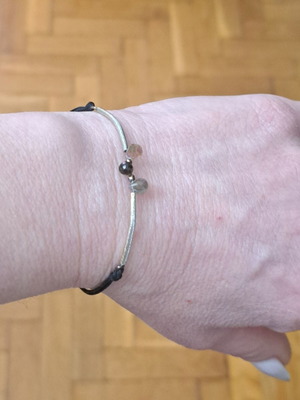 Bracelet with tourmaline, black agate, smoky quartz and silver like new