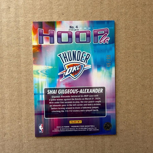 Panini Hoops Shai Gilgeous-Alexander like new /99 OKC