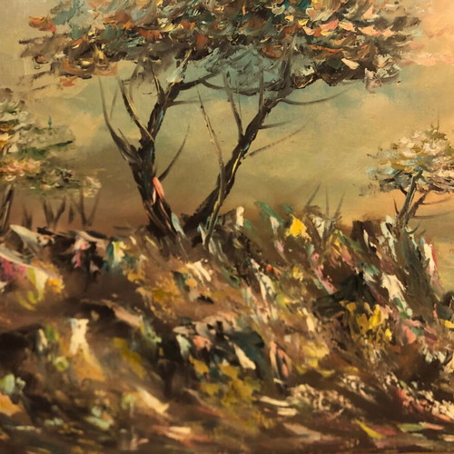 G. Pefanis painting with ornate frame, used, 80x140cm