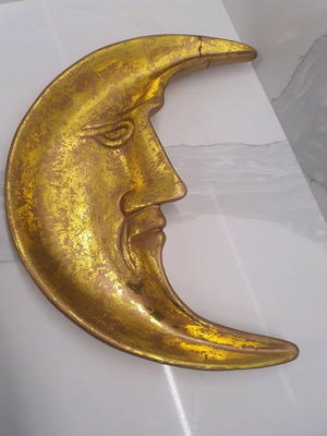 Half Moon decorative refurbished with repaired edge crack