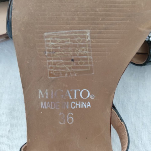 Girls black strap sandals like new with diamante detail size 36 Migato