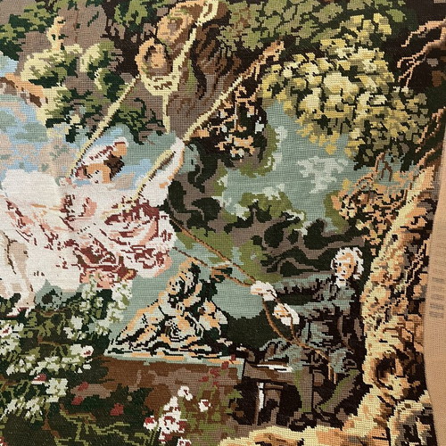Handmade embroidered textile painting "The Swing" used